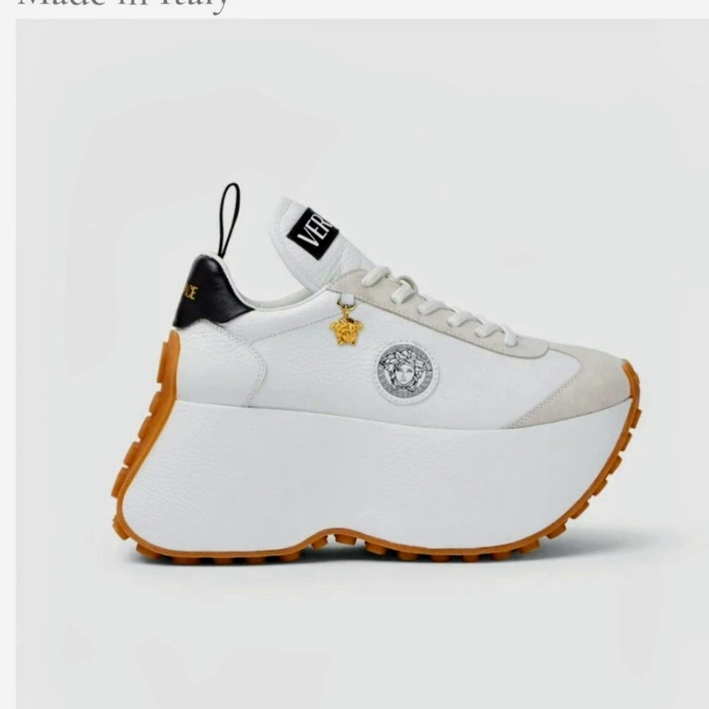 Versace Woman Triplatform Sneakers Shoes White Leather 36 Italian size